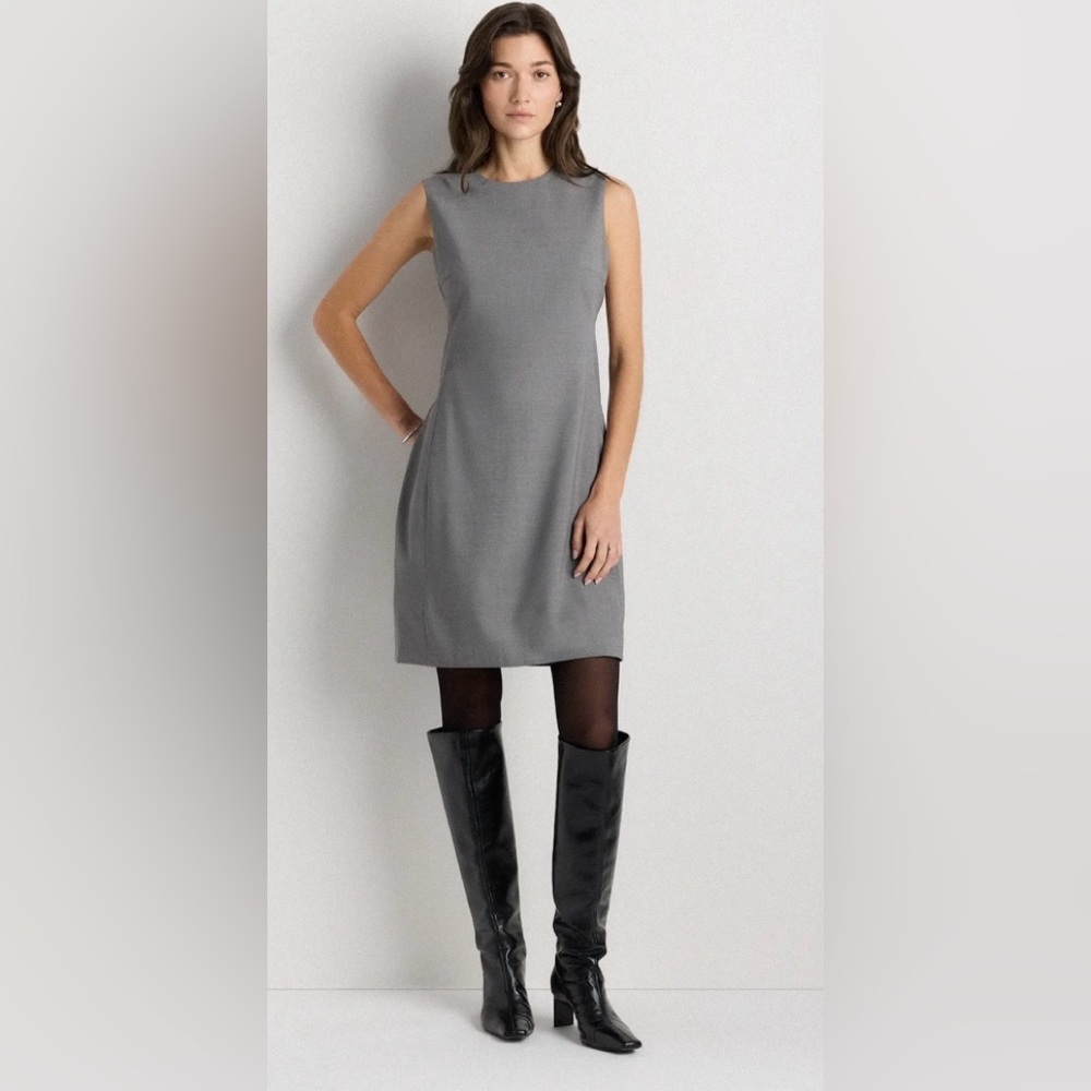 NWT Beautiful Quince Classic Gray sleeveless Italian wool Dress